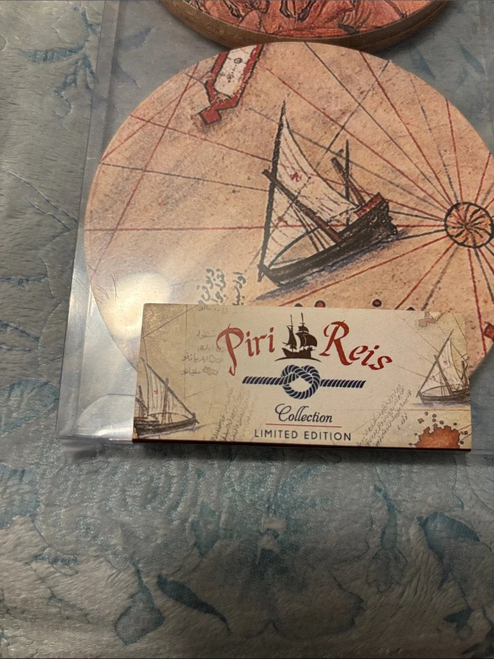 Coastal Map Wall Decor - Vintage Tan Coasters (Set of 6)